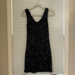 Black sequin stretch mini dress